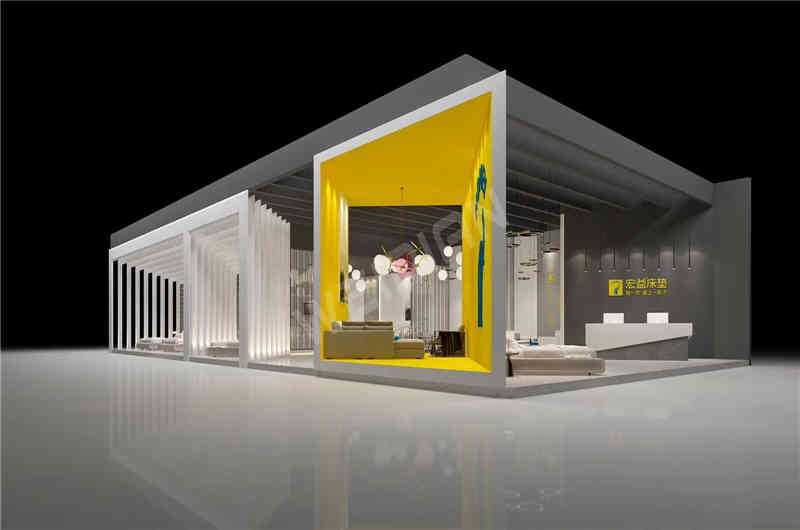 廣州展覽設計公司助力宏益床墊廣州家具家居展展臺設計搭建